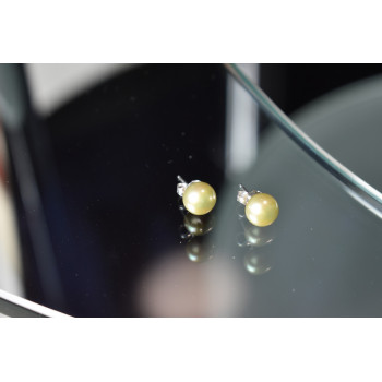 Sky Jewelry Серебряные серьги-гвоздики с жемчугом зеленого цвета