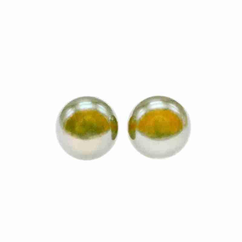 Sky Jewelry Серебряные серьги-гвоздики с жемчугом зеленого цвета