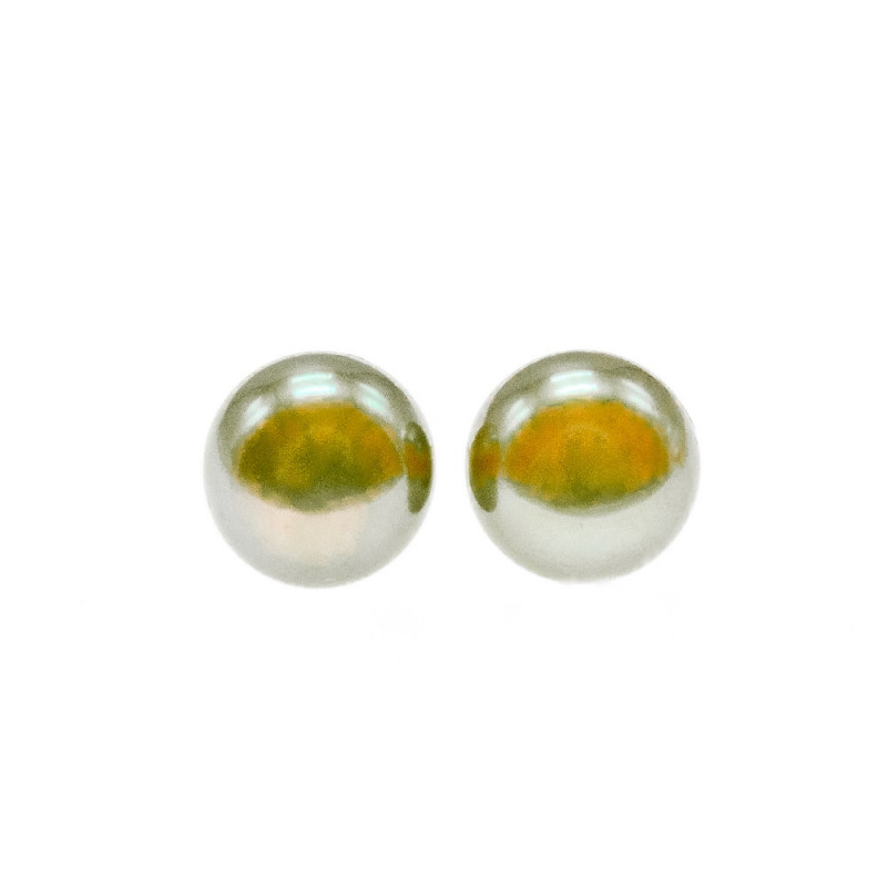 Sky Jewelry Серебряные серьги-гвоздики с жемчугом зеленого цвета