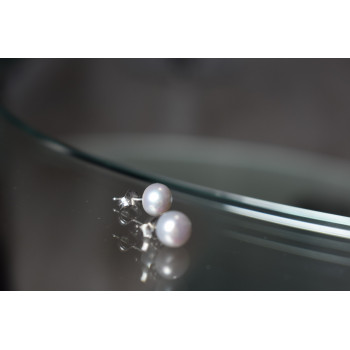 Sky Jewelry Серебряные серьги-гвоздики с жемчугом серого цвета