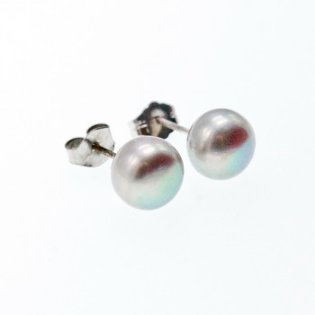 Sky Jewelry Серебряные серьги-гвоздики с жемчугом серого цвета