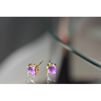 Sky Jewelry Золотые серьги-гвоздики с Аметистом