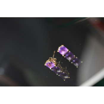 Sky Jewelry Золотые серьги-гвоздики с Аметистом