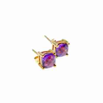 Sky Jewelry Золотые серьги-гвоздики с Аметистом