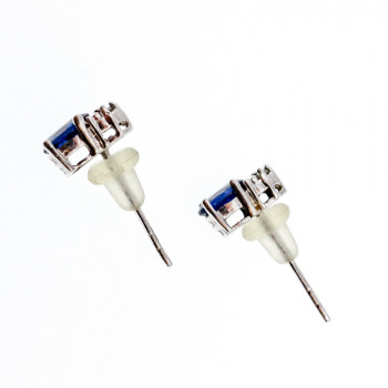 Sky Jewelry Золотые серьги-гвоздики с камнем Лондон Топаз и бриллиантами