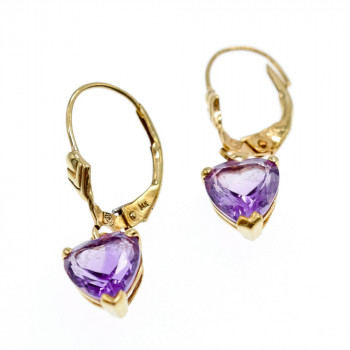 Sky Jewelry Золотые серьги 14К (585 проба) с Аметистом
