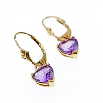 Sky Jewelry Золотые серьги 14К (585 проба) с Аметистом
