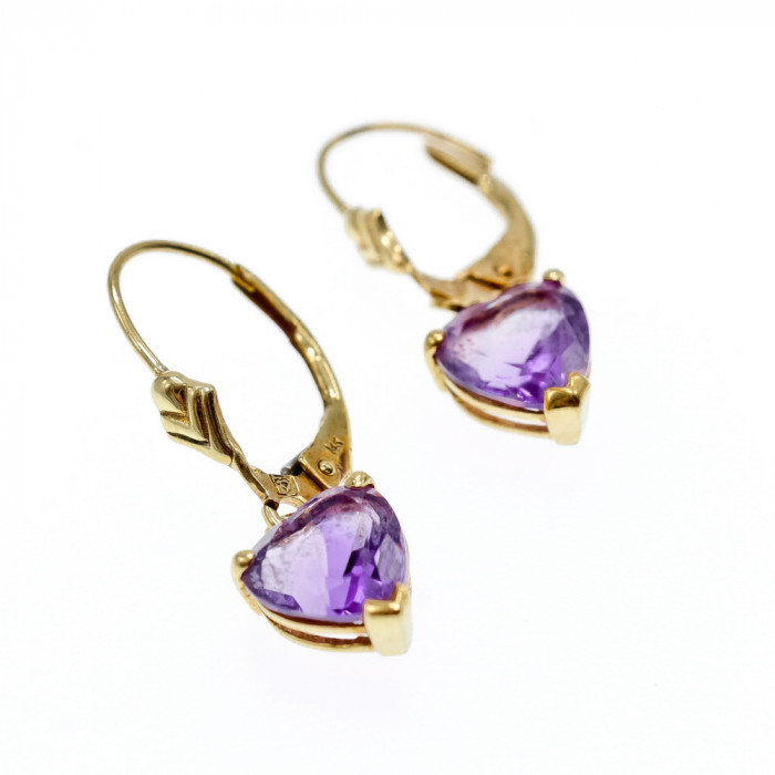 Sky Jewelry Золотые серьги 14К (585 проба) с Аметистом