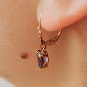 Sky Jewelry Золотые серьги 14К (585 проба) с Аметистом