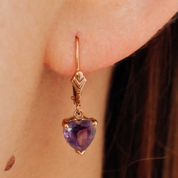 Sky Jewelry Золотые серьги 14К (585 проба) с Аметистом