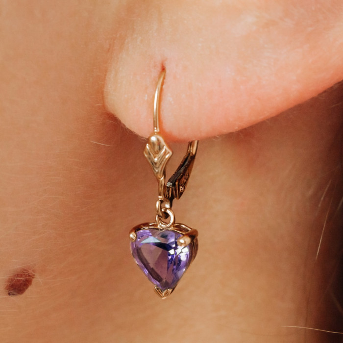 Sky Jewelry Золотые серьги 14К (585 проба) с Аметистом