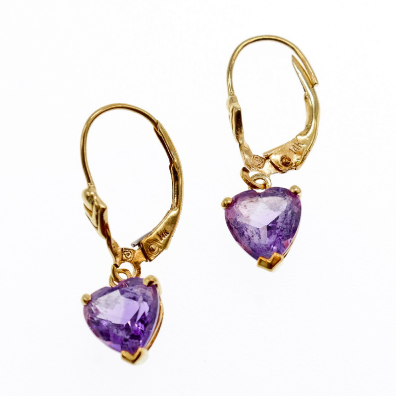 Sky Jewelry Золотые серьги 14К (585 проба) с Аметистом
