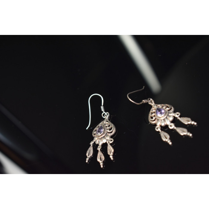 Sky Jewelry Винтажные серебряные серьги с Аметистом