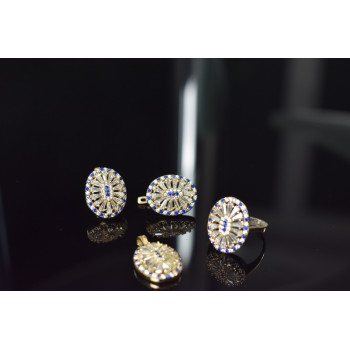 Sky Jewelry Серебряный набор с сапфирами и фианитами 925 проба