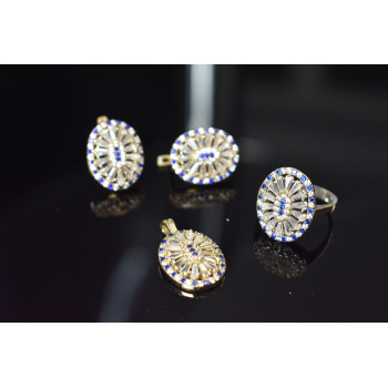 Sky Jewelry Серебряный набор с сапфирами и фианитами 925 проба