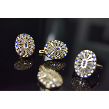 Sky Jewelry Серебряный набор с сапфирами и фианитами 925 проба