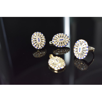 Sky Jewelry Серебряный набор с сапфирами и фианитами 925 проба