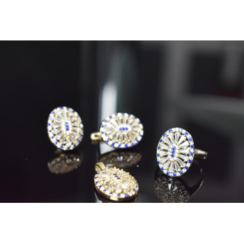 Sky Jewelry Серебряный набор с сапфирами и фианитами 925 проба