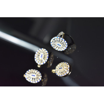 Sky Jewelry Серебряный набор с сапфирами и фианитами 925 проба