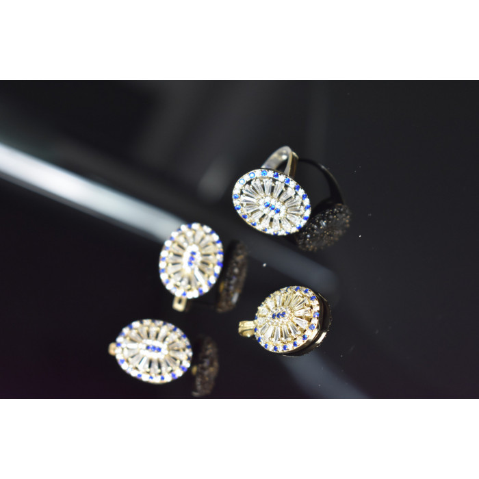 Sky Jewelry Серебряный набор с сапфирами и фианитами 925 проба