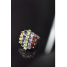 Sky Jewelry Серебряное кольцо с Гранатом, Танзанитом, Перидотом, Аметистом и Гелиодором