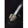 Sky Jewelry Серебряное кольцо с Гранатом, Танзанитом, Перидотом, Аметистом и Гелиодором