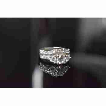 Sky Jewelry Серебряное двойное  кольцо 925 пробы с фианитами
