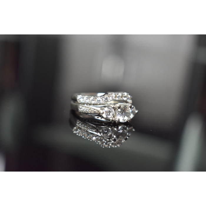 Sky Jewelry Серебряное двойное  кольцо 925 пробы с фианитами