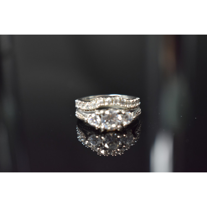 Sky Jewelry Серебряное двойное  кольцо 925 пробы с фианитами