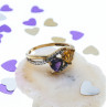 Sky Jewelry Золотое кольцо 10К (417 проба) с Аметистом и Гелиодором
