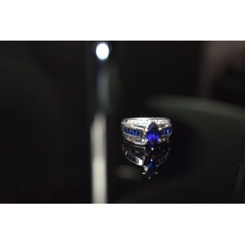 Sky Jewelry Серебряное кольцо 925 проба с камнем Лондон Топаз и Белый Топаз