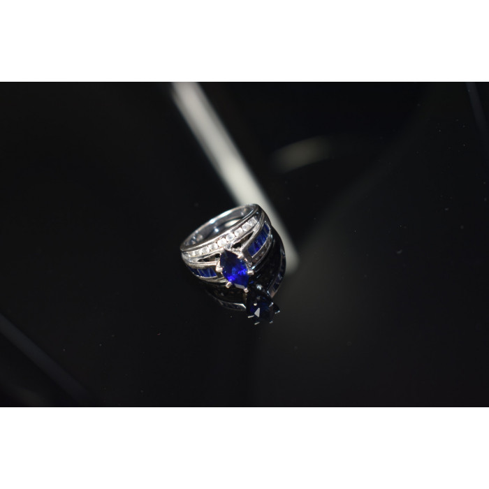 Sky Jewelry Серебряное кольцо 925 проба с камнем Лондон Топаз и Белый Топаз