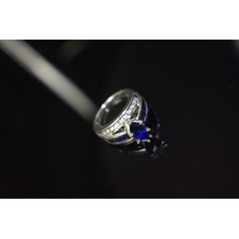 Sky Jewelry Серебряное кольцо 925 проба с камнем Лондон Топаз и Белый Топаз