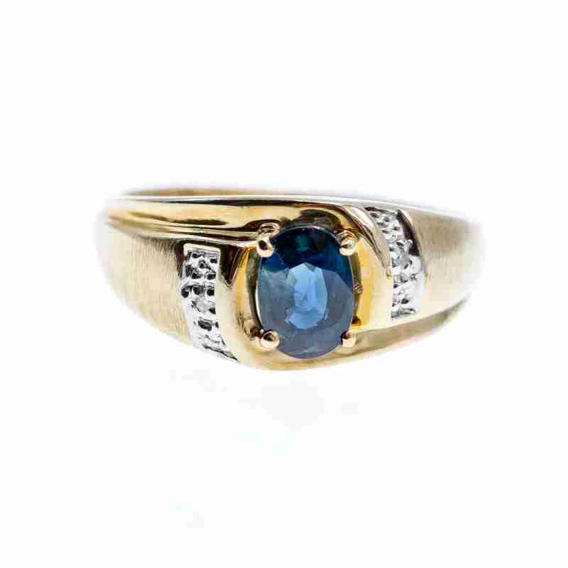 Sky Jewelry Золотое кольцо 10К (417 проба) с камнем Лондон Топаз и бриллиантами