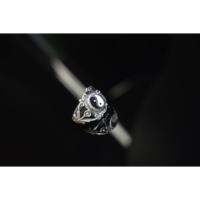 Sky Jewelry Серебряное кольцо 925 пробы с эмалью *Инь и Ян