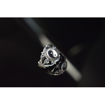 Sky Jewelry Серебряное кольцо 925 пробы с эмалью *Инь и Ян