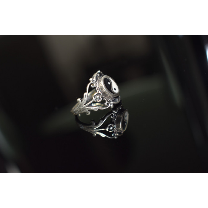 Sky Jewelry Серебряное кольцо 925 пробы с эмалью *Инь и Ян