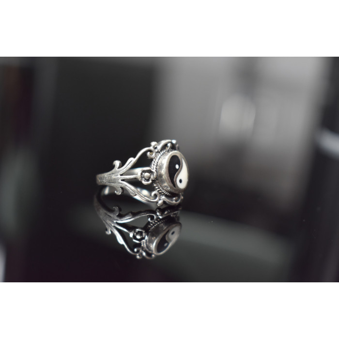 Sky Jewelry Серебряное кольцо 925 пробы с эмалью *Инь и Ян
