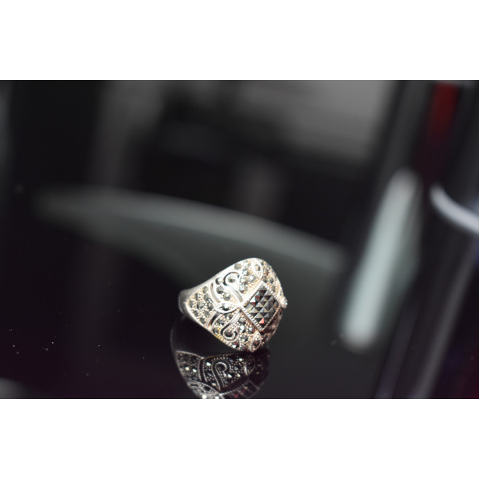 Sky Jewelry Серебряное кольцо 925 проба с камнями Черный нефрит