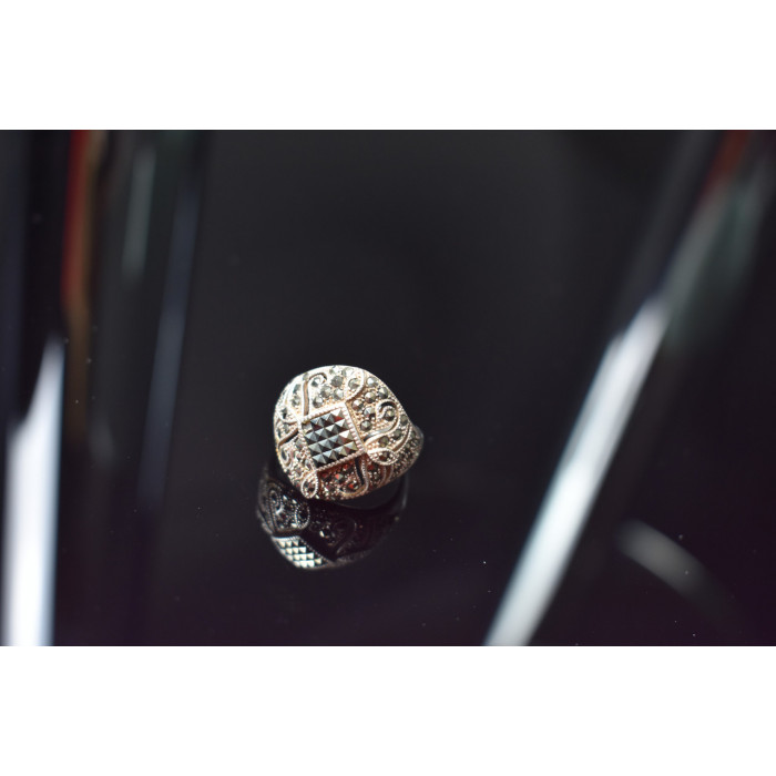 Sky Jewelry Серебряное кольцо 925 проба с камнями Черный нефрит