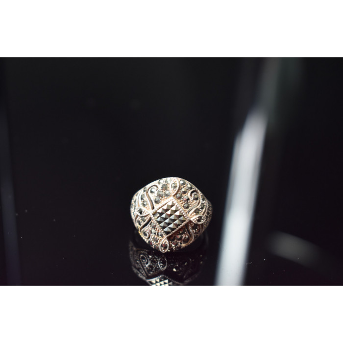 Sky Jewelry Серебряное кольцо 925 проба с камнями Черный нефрит