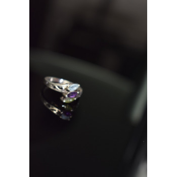 Sky Jewelry Серебряное кольцо 925 проба с Топазом, Аметистом и Перидотом