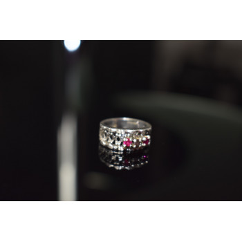 Sky Jewelry Серебряное кольцо 925 пробы с Розовым Топазом и Аметистом