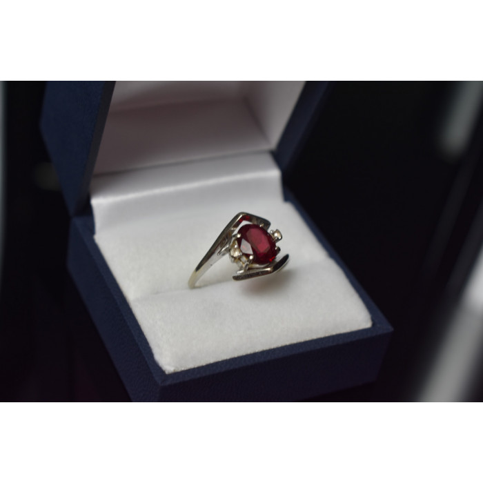 Sky Jewelry Серебряное кольцо с Рубином и бриллиантами