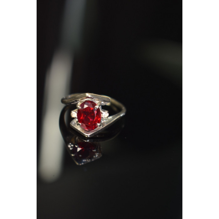 Sky Jewelry Серебряное кольцо с Рубином и бриллиантами