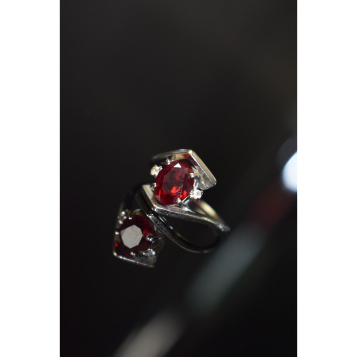 Sky Jewelry Серебряное кольцо с Рубином и бриллиантами