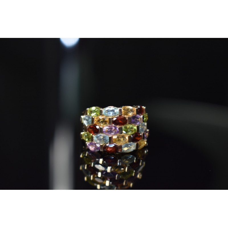 Sky Jewelry Серебряное кольцо в позолоте с натуральными камнями