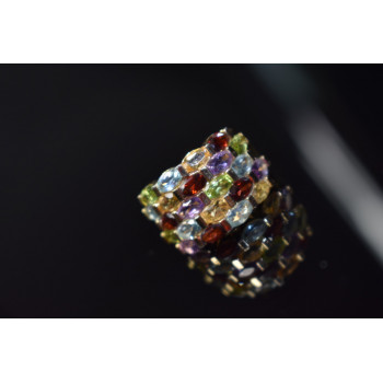 Sky Jewelry Серебряное кольцо в позолоте с натуральными камнями