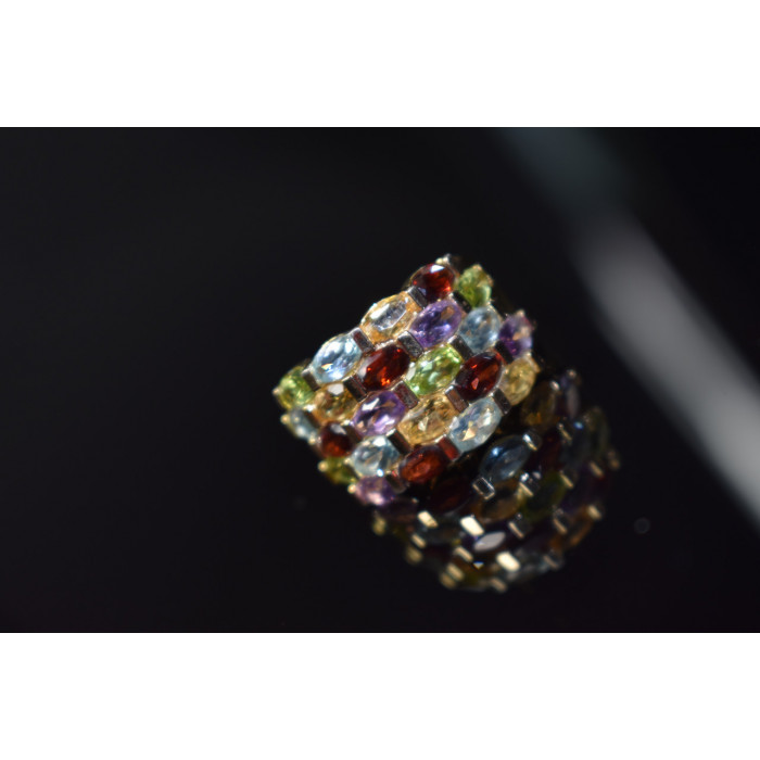 Sky Jewelry Серебряное кольцо в позолоте с натуральными камнями