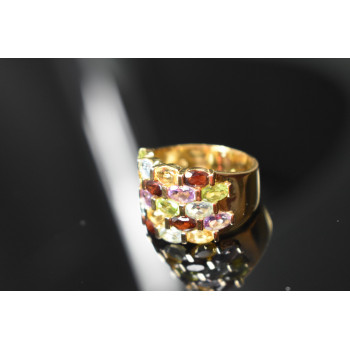 Sky Jewelry Серебряное кольцо в позолоте с натуральными камнями